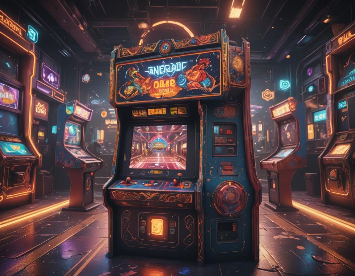 Arcade Machine Viewer Perspective in Detailed Digital Art
