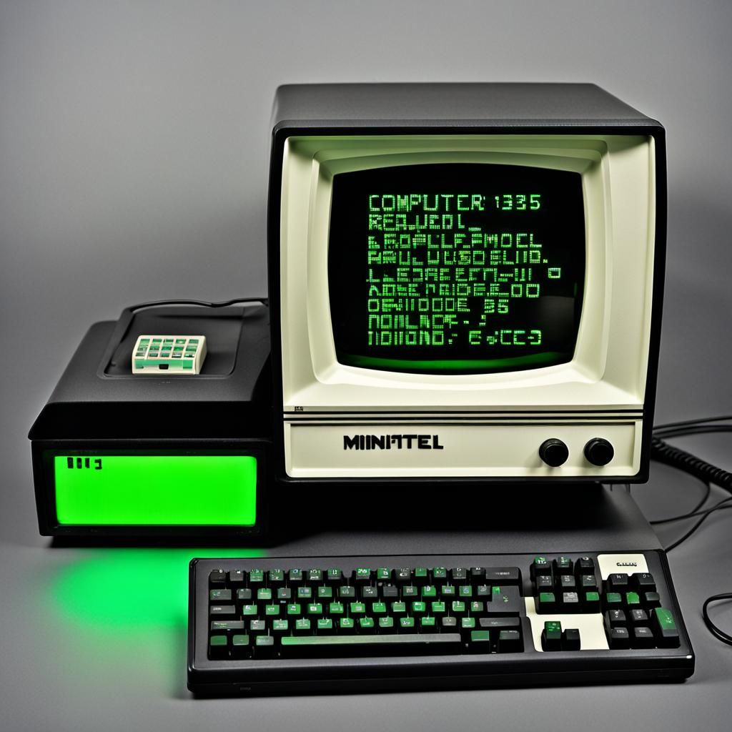 Vintage French Minitel 3615 Computer Illustration
