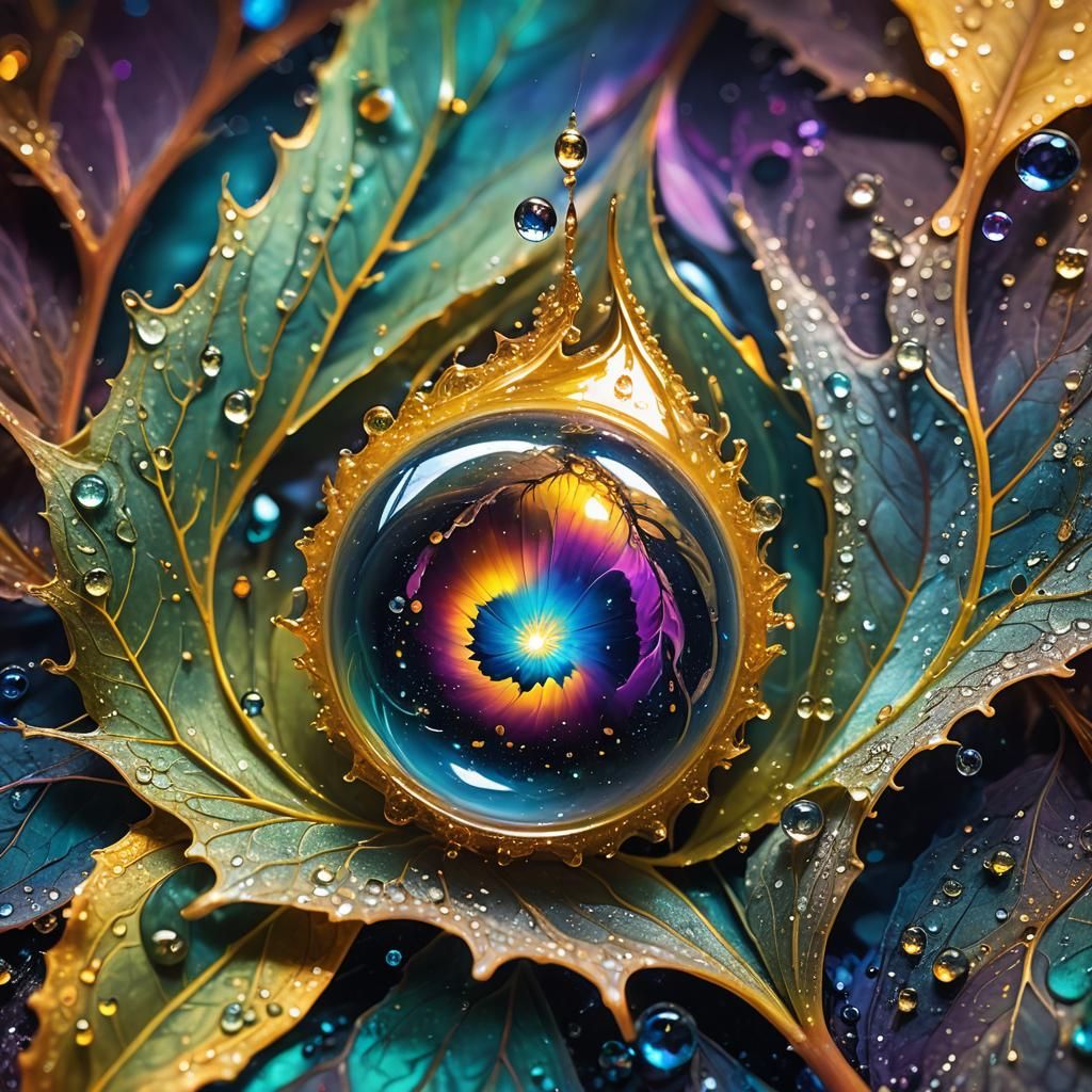 Galaxy in Water Droplet: Surreal Cosmic Macro Photography