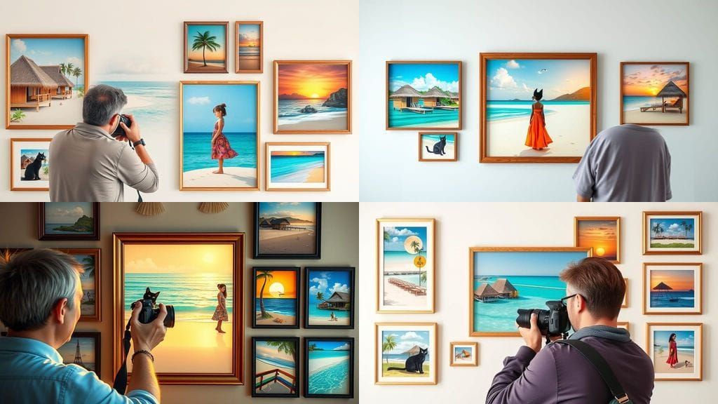 Seychelles Beach Scene in Paper Collage Style