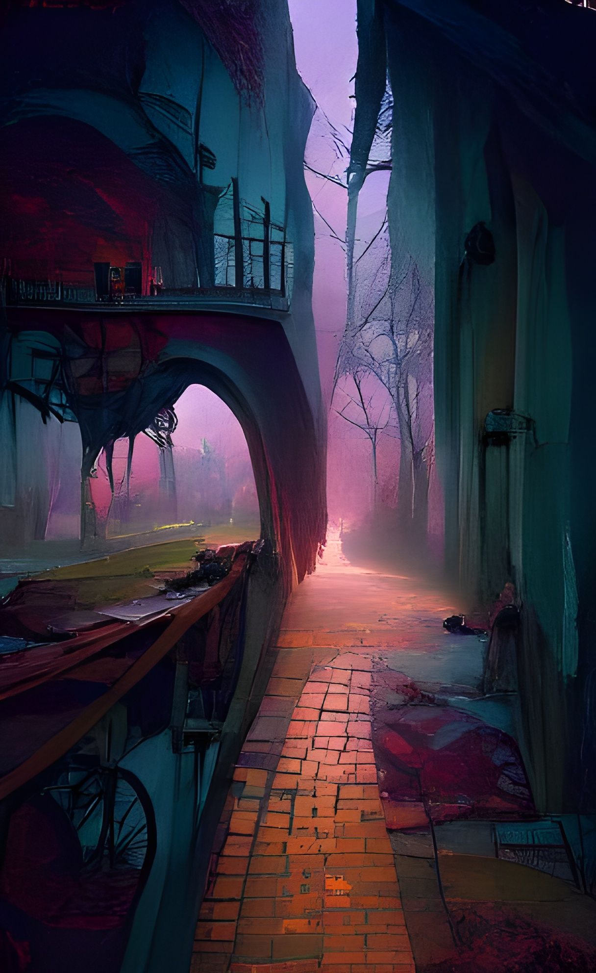 Eerie Shadowy Passageway in Gothic Horror Style