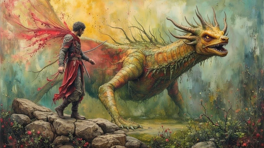 Ancient Spriggan in Dark Oil Paint Style