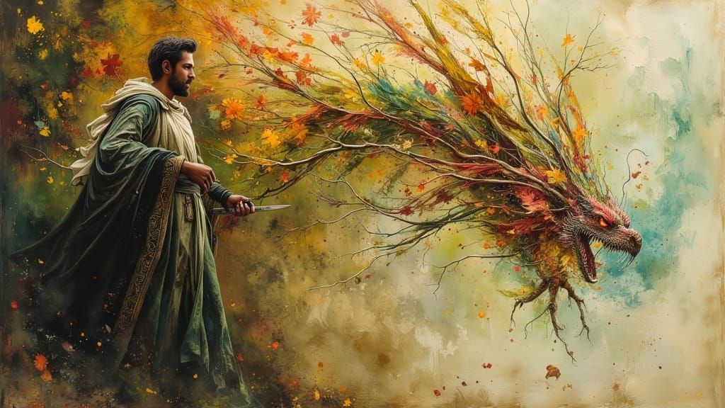 Ancient Spriggan in Dark Oil Paint Style