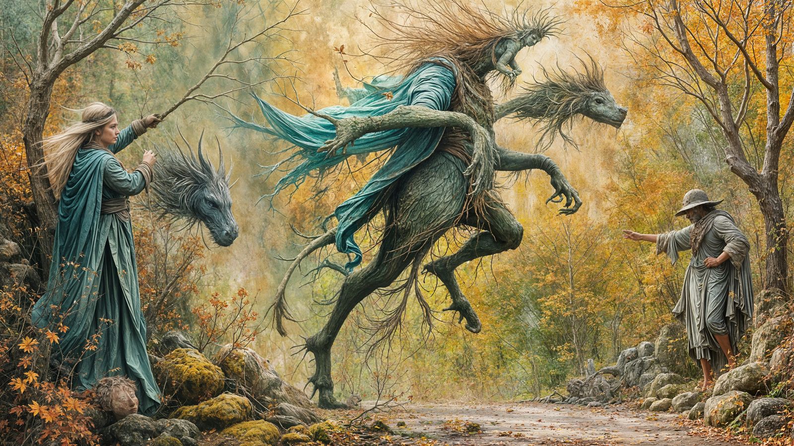 Ancient Spriggan in Dark Oil Paint Style