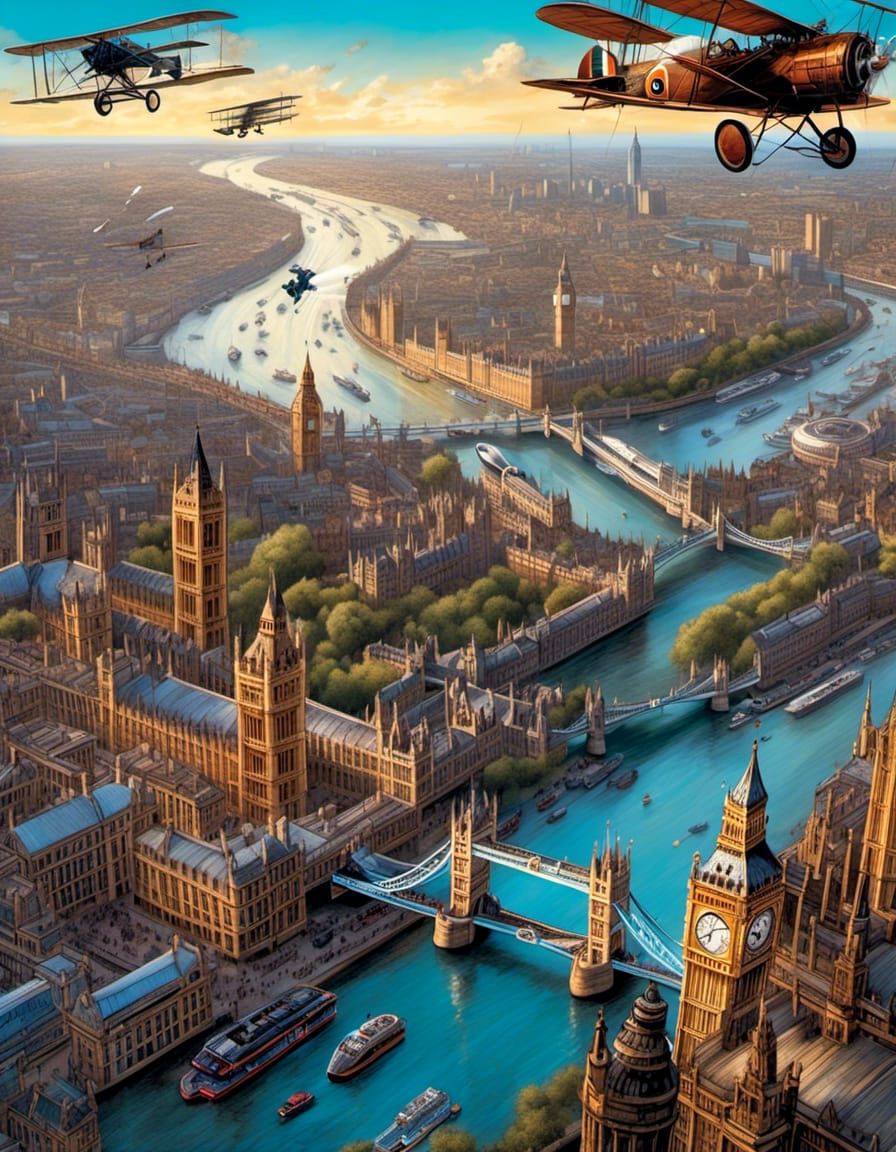 Fokker D.VIII Soars Over London: Comic Book Art