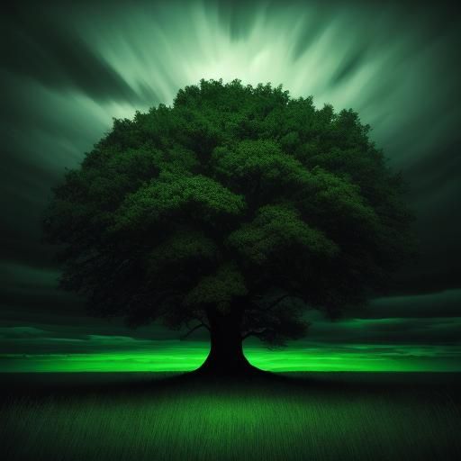 Surrealist Landscape with Lone Tree: Oil Painting