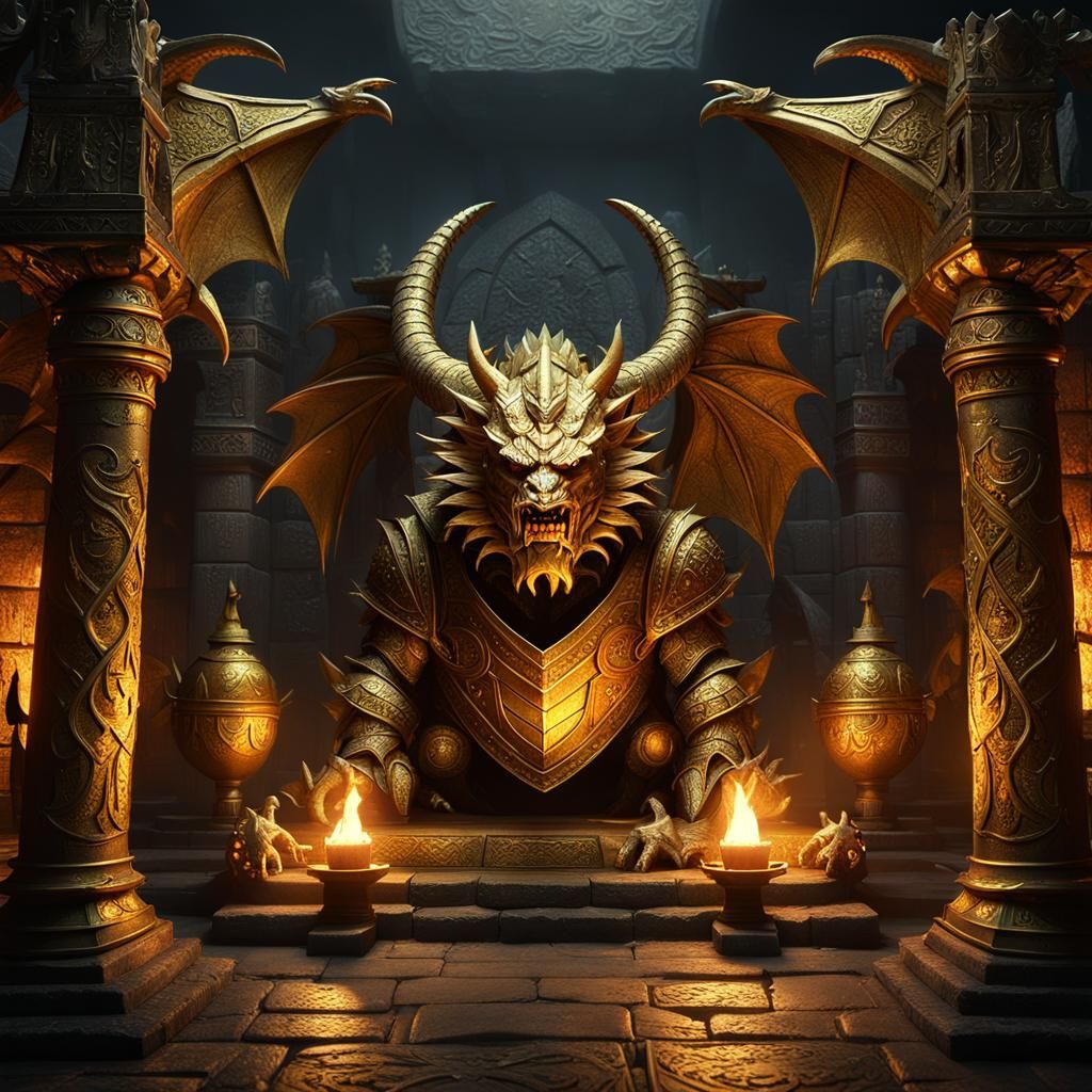 Fafnir Guards Dwarf Gold in Burial Chamber