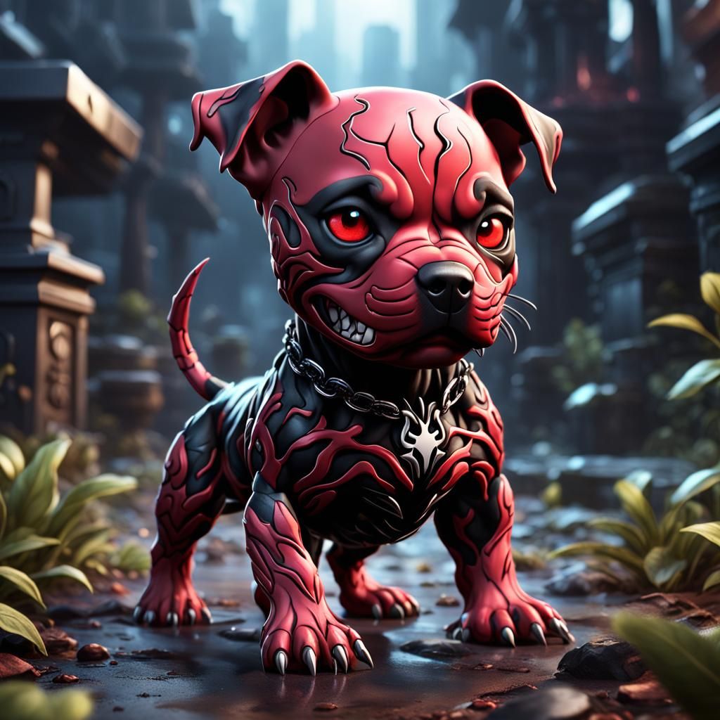 Chibi Carnage Symbiote Pitbull Puppy Art
