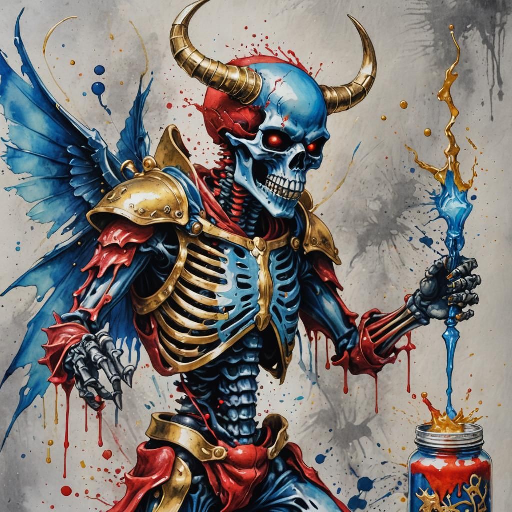 Demonic Skeleton with Fairy in Jar, Splash Art