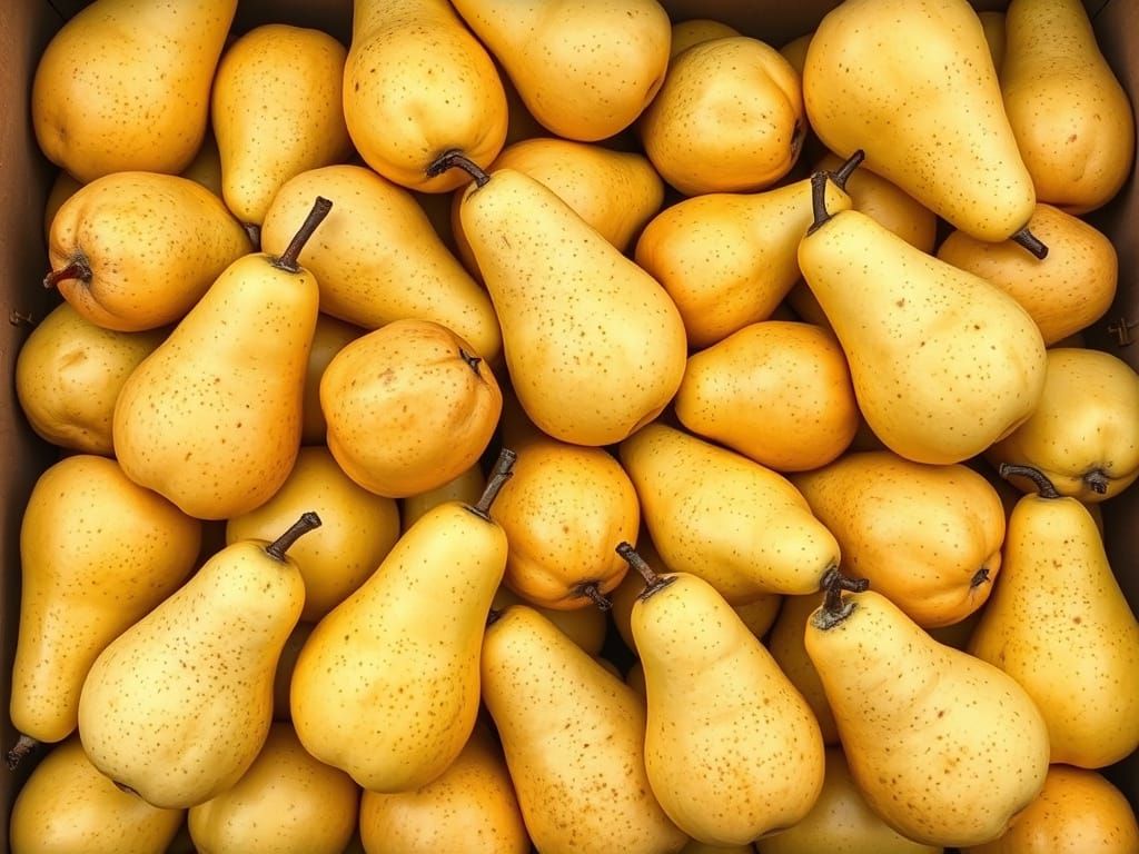 Close-Up View of Ripe Yellow Pears