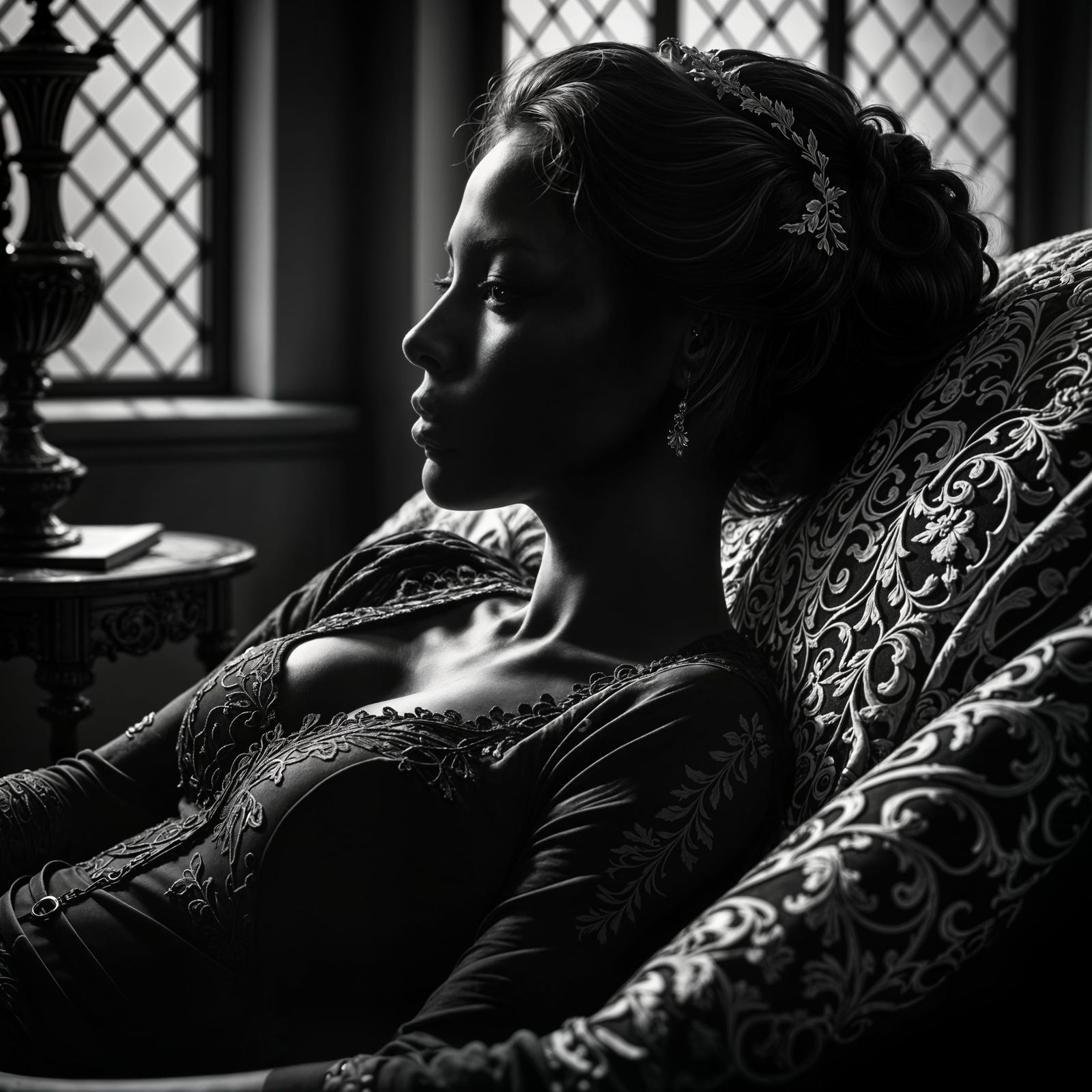 Ethereal Reclining Woman in Silhouette Art