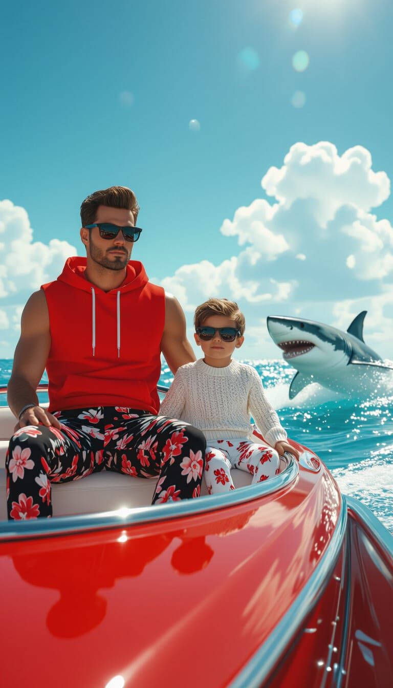 Red Speedboat Adventure on a Sparkling Sunny Day