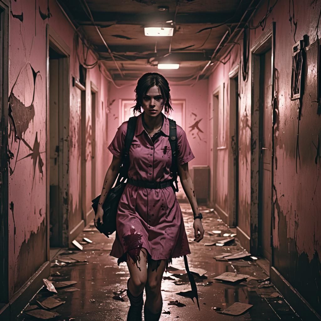 Schoolgirl's Flight in Zombie Apocalypse Horror
