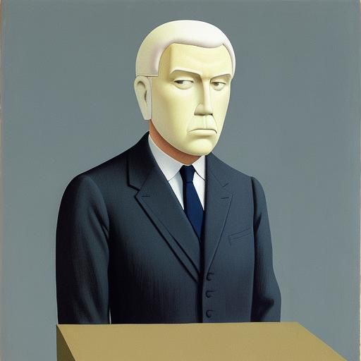 Surreal Lightbulb Head in Magritte Style