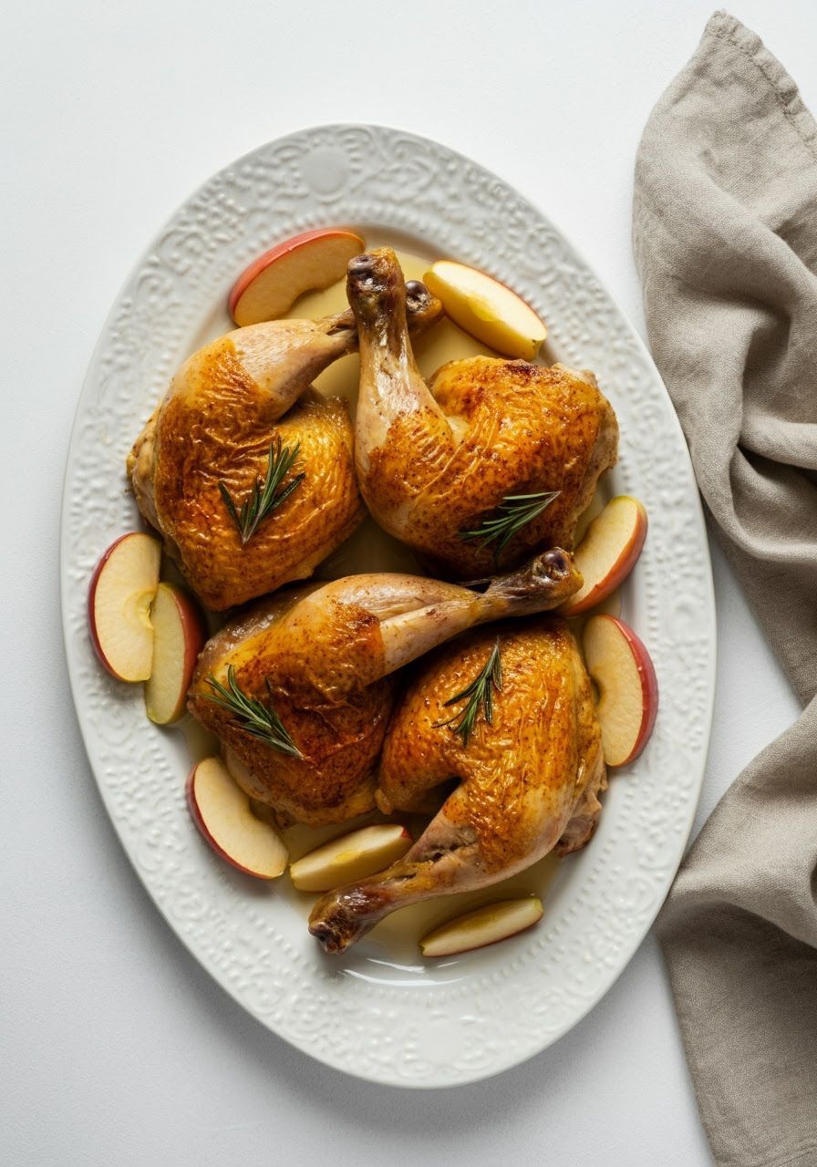 Roasted Chicken Quarters with Apples in Food Photography