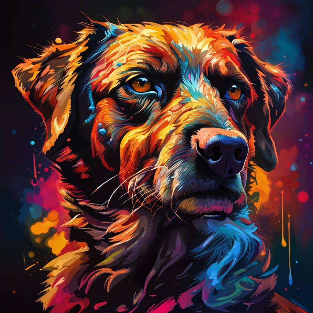 Hyperrealistic Rich Dog Portrait in Splash Art Style