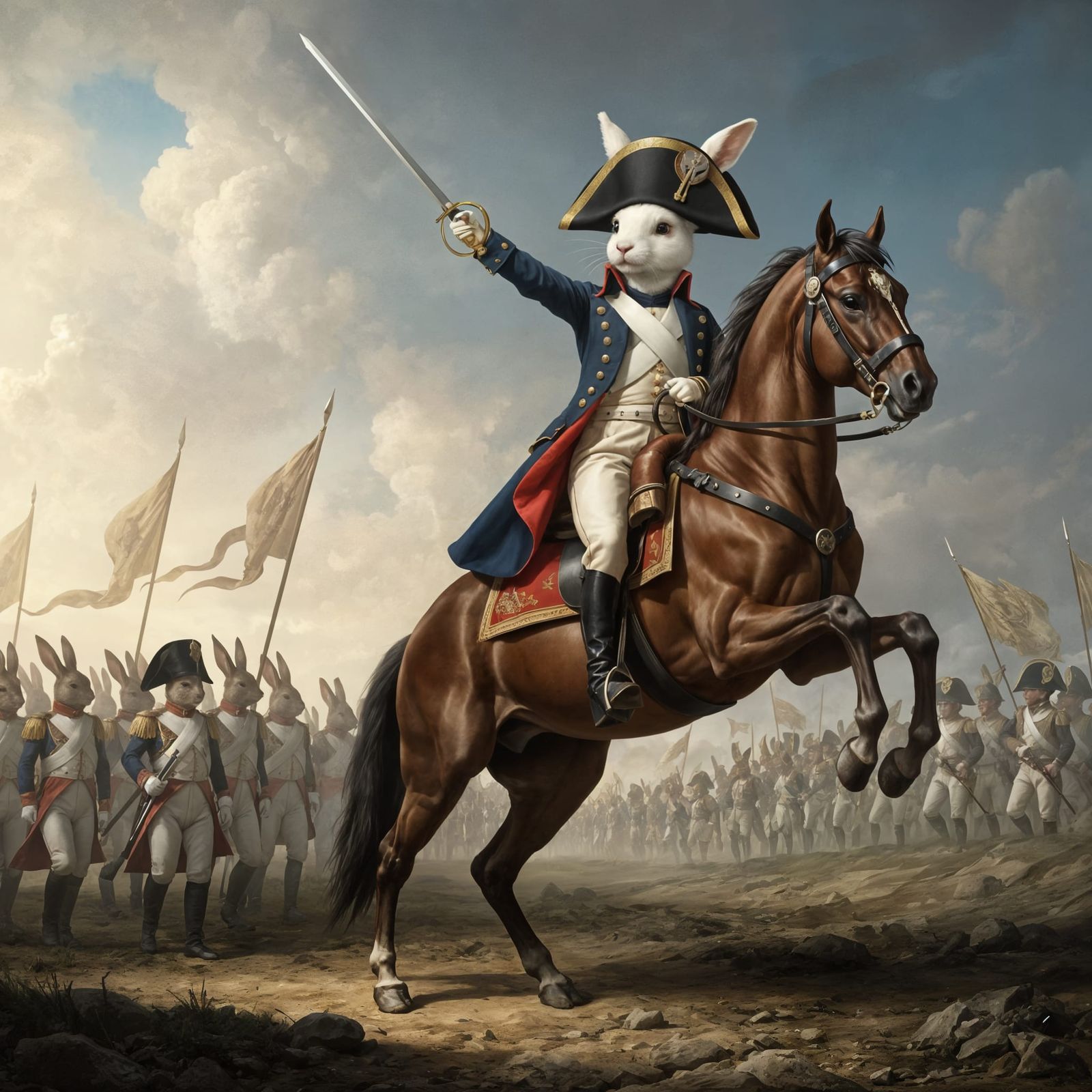 Renaissance Rabbit Commander Leads Army