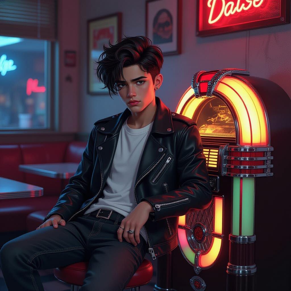 Melancholic Teen in Retro Diner, Cinematic Animation Style