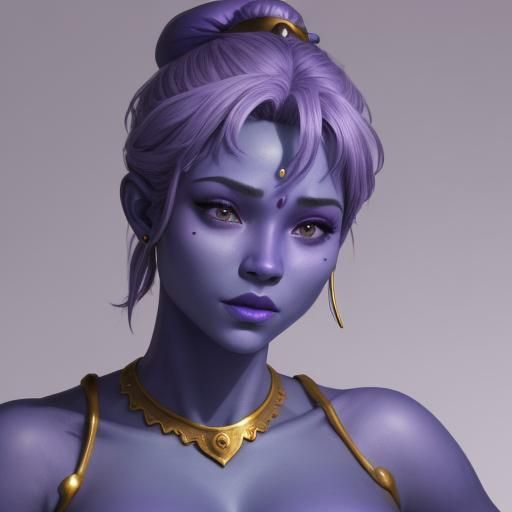 Purple-Skinned Female Genie