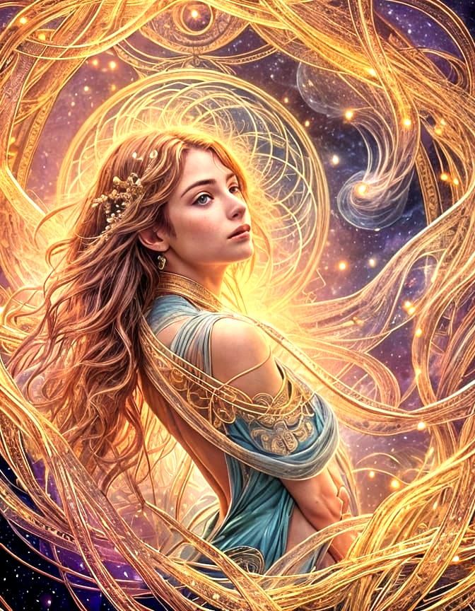 Ethereal 3D Characters in Art Nouveau Style