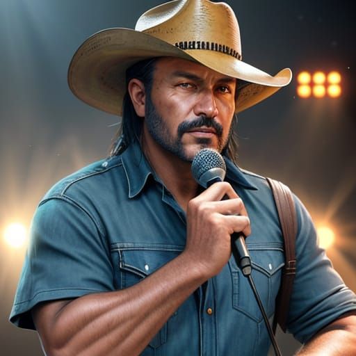 Deep South Country Music Icon in Cowboy Hat