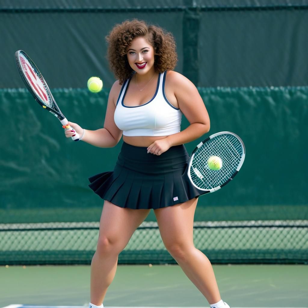 Curvy Women Play Tennis Near Wolfgang OPEN Sign