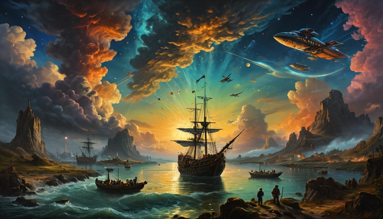Rembrandt Inspired Painter Creates Steampunk Landscape