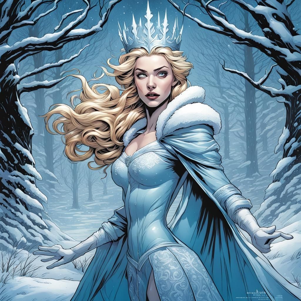 The Snow Queen in Comic Book Art Style
