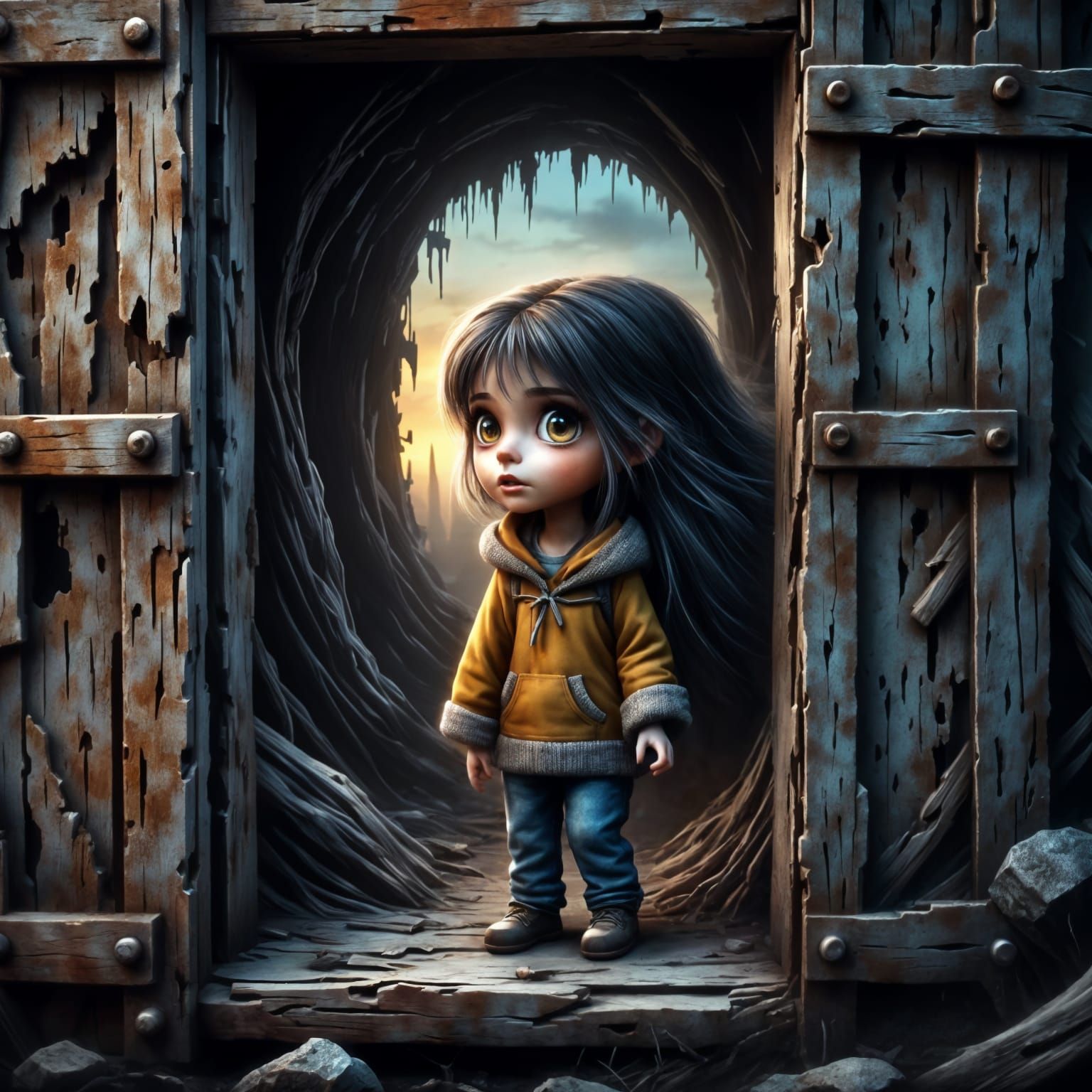 Girl Watches Sunrise: Pixar-Style 3D Render
