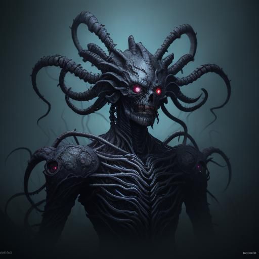 Dark Fantasy Creature in Biomechanical Surrealism