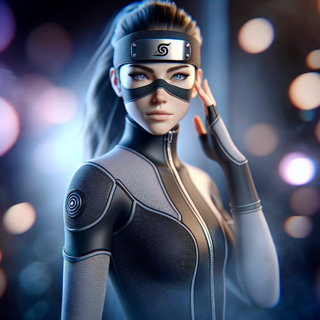 Futuristic Shinobi in Spandex Suit: Hyperrealistic Portrait