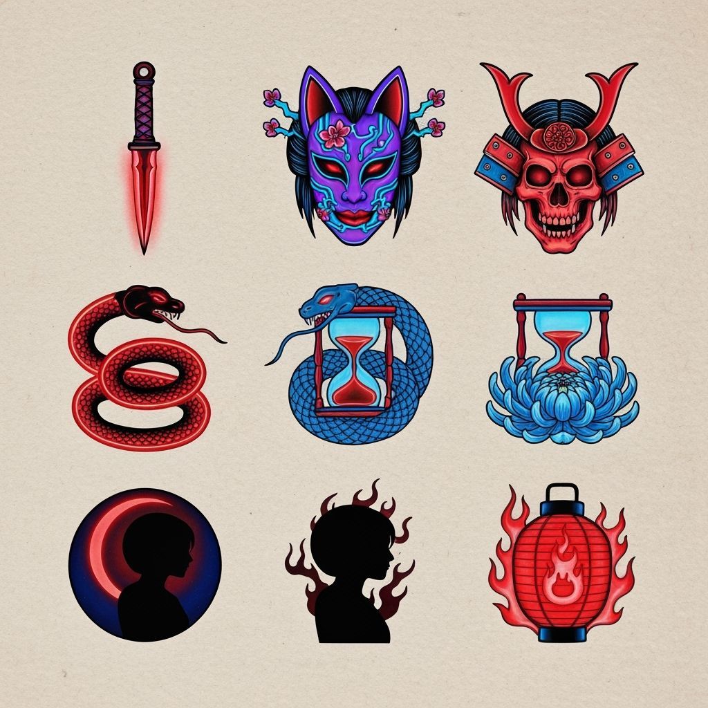 Neon Flash Tattoo Sheet in Pop Art Style