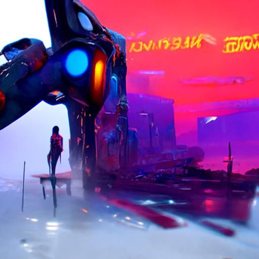 Ethereal Cyberpunk Fantasy Scene with Neon Highlights