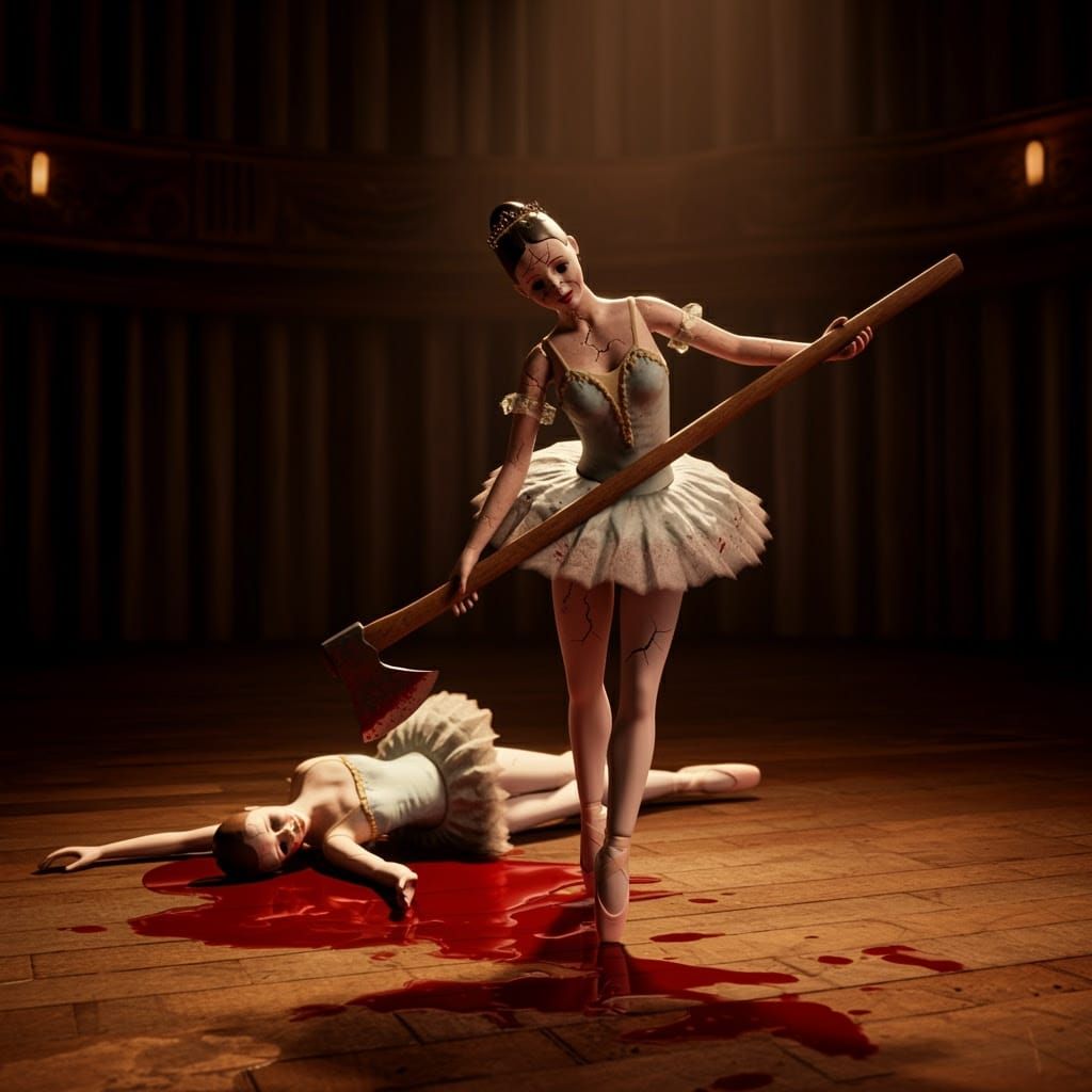 Dark Surrealist Ballerina Scene in High-Fantasy Style