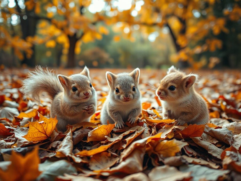 Adorable Animals Frolic in Autumn Leaves
