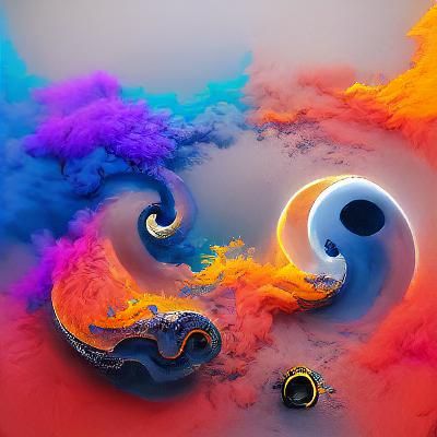 Colorful Yin Yang in Detailed Matte Painting