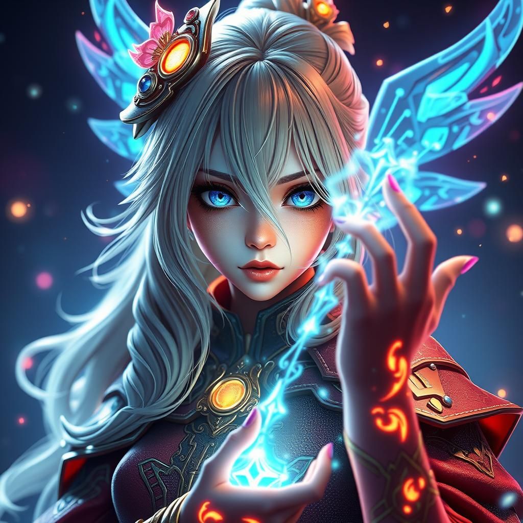 cute female rpg character, inspired by final fantasy video g...