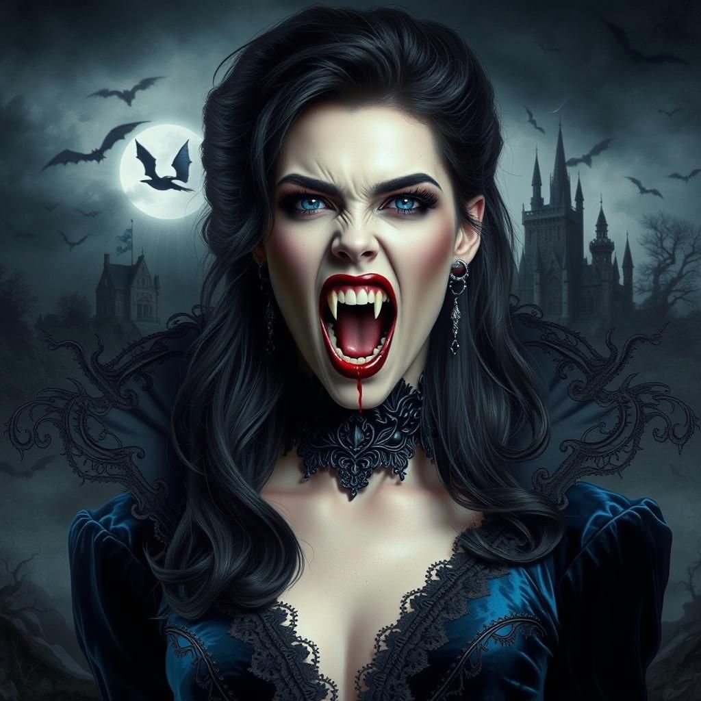 Infuriated Vampire in Dark Romanticism Style
