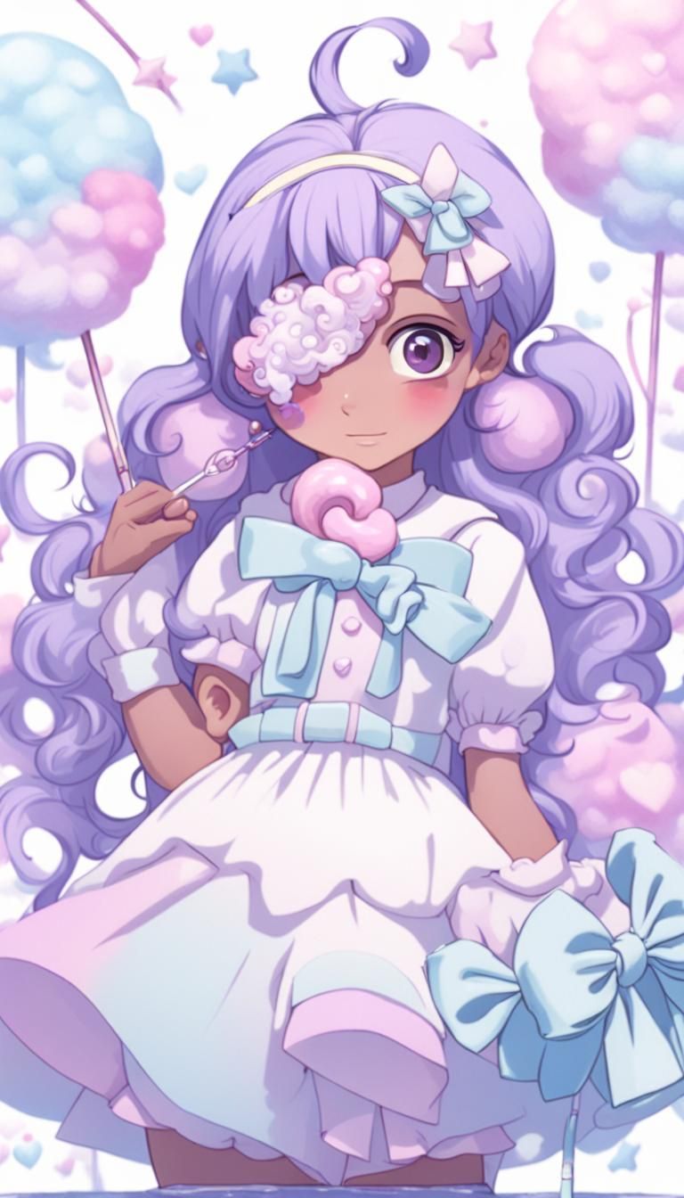 Cute Black Girl with Pastel Cotton Candy Hair