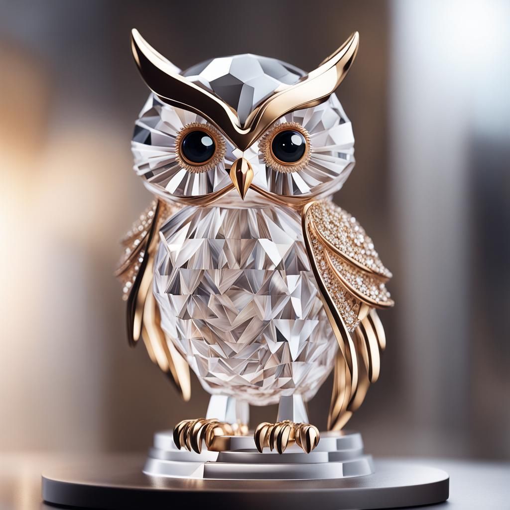 Crystal Owl Figurine trimmed with gold