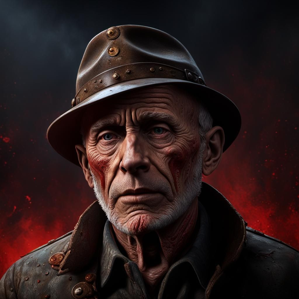 Hyperdetailed Portrait of Ed Gein as Matte Painting