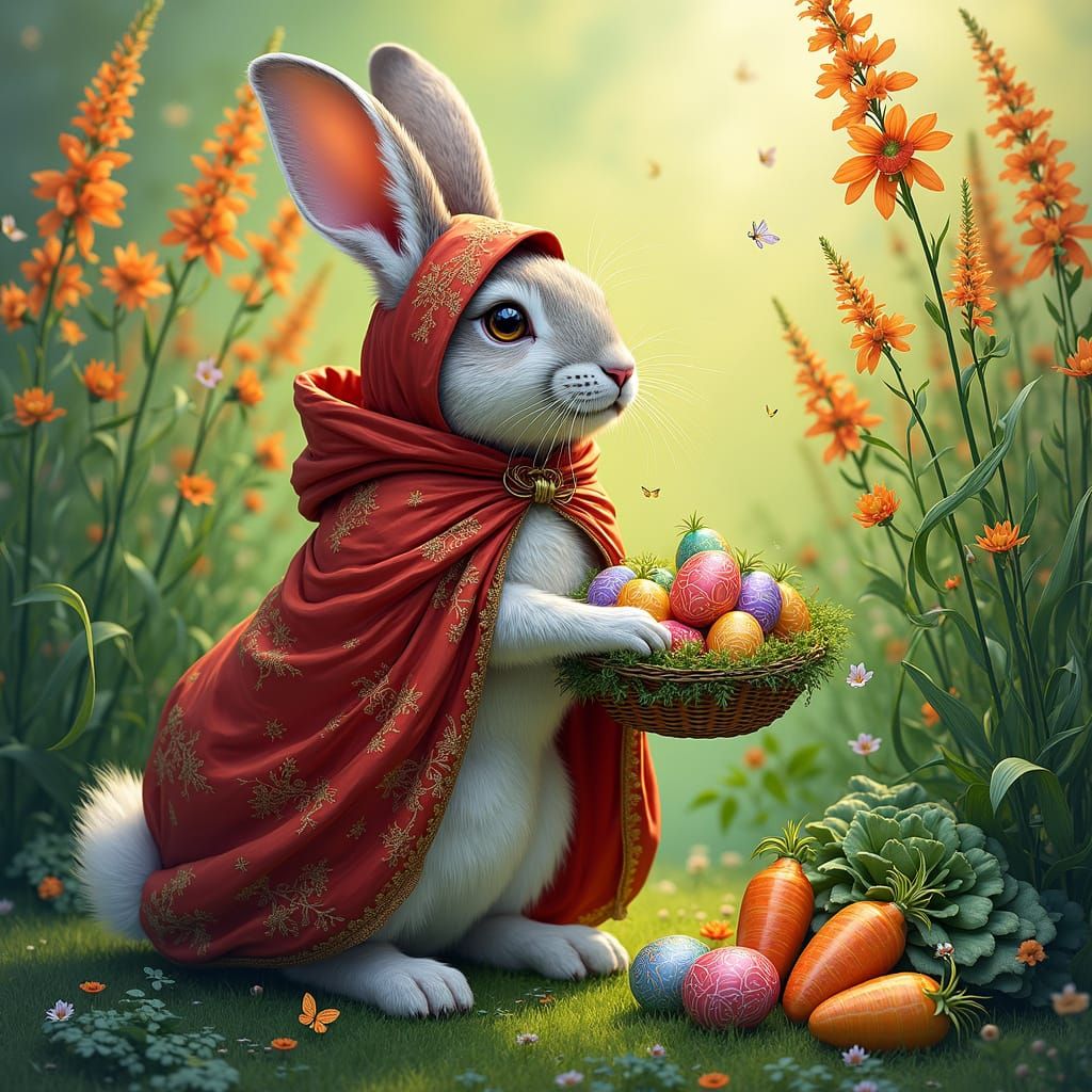 Vibrant Easter Bunny in Emerald Meadow