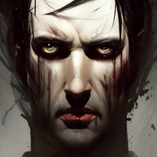 Sinister Scarred Man with Messy Hair in Rutkowski Style