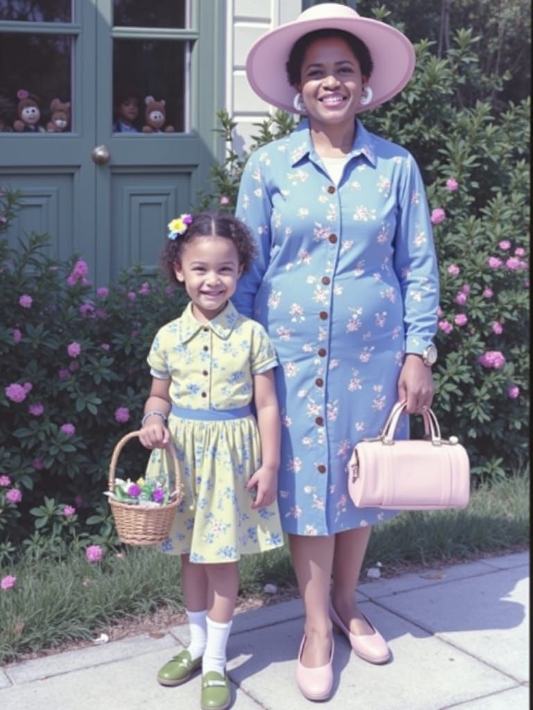 Warm African-American Family Portrait at Easter