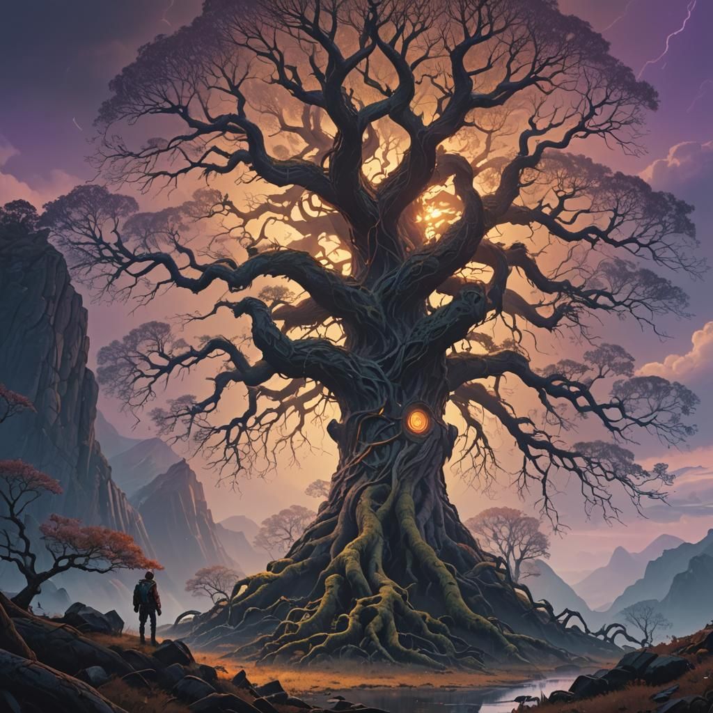 Majestic Yggdrasil in Epic Fantasy Landscape