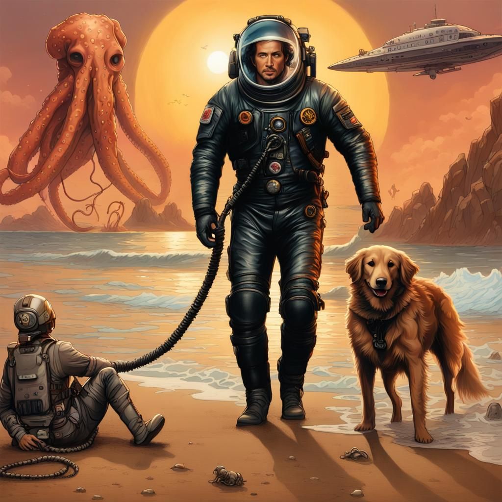 Matthew McConaughey and Dog on Mars in Lord of the Rings Sty...