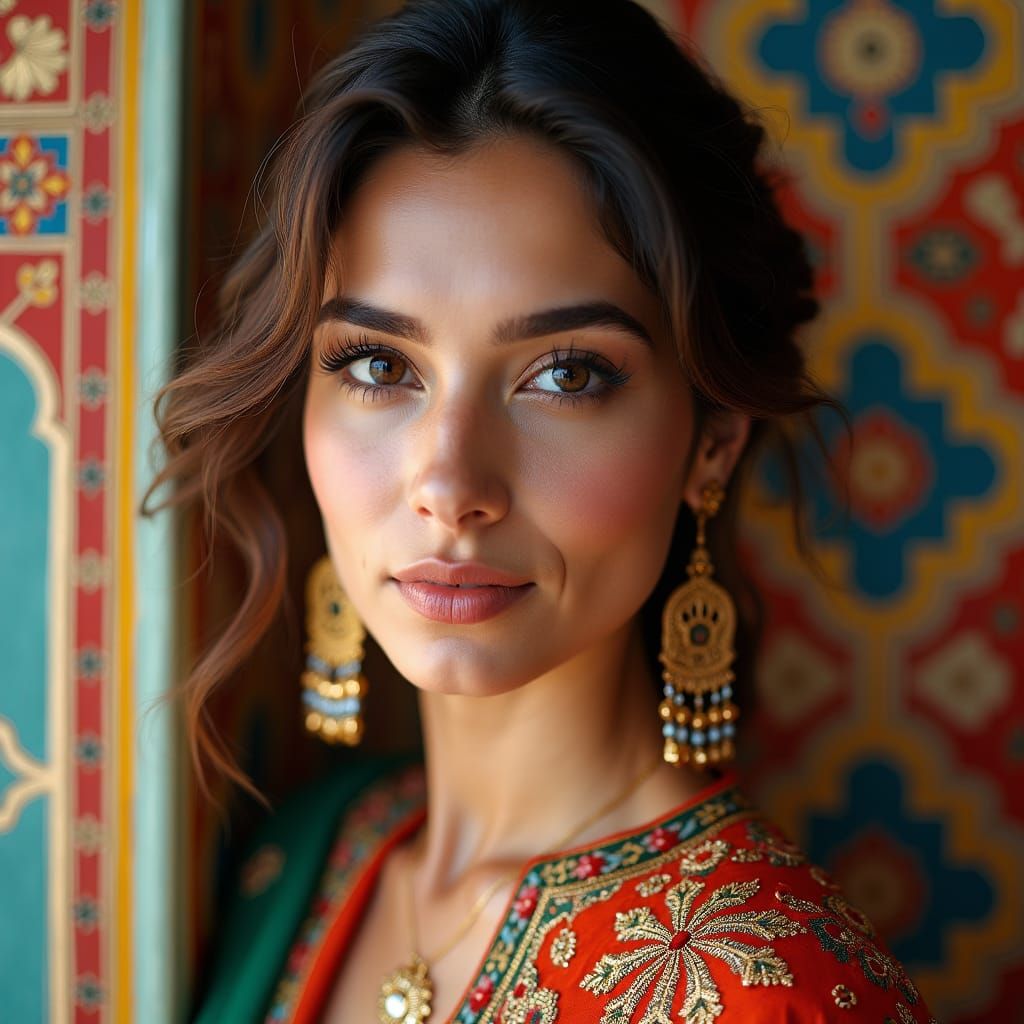 Beautiful Pakistani Woman in Embroidered Clothing
