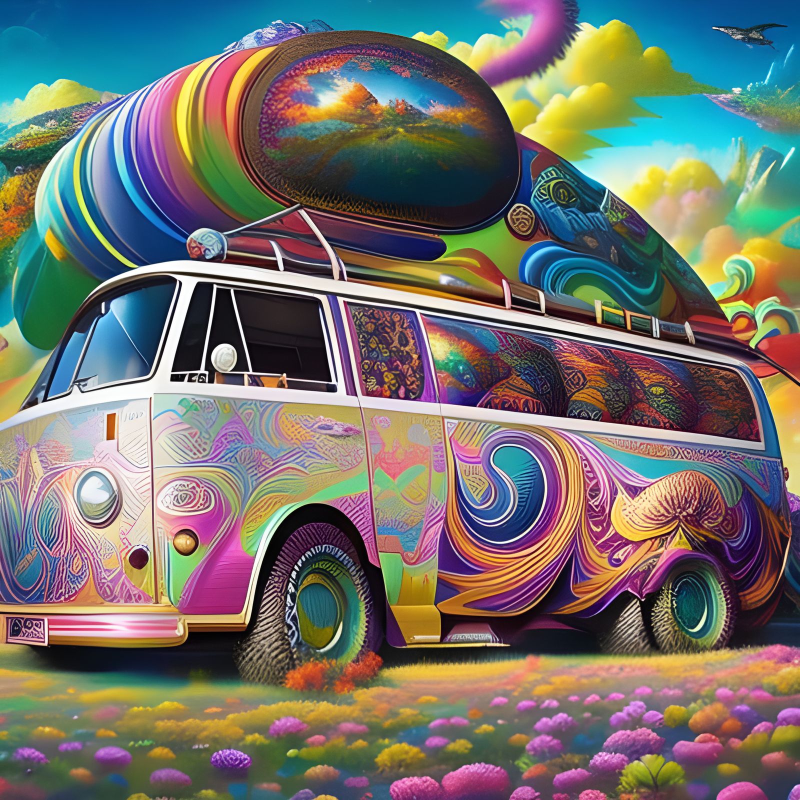 Psychedelic Fantasy Kombi at Woodstock Festival