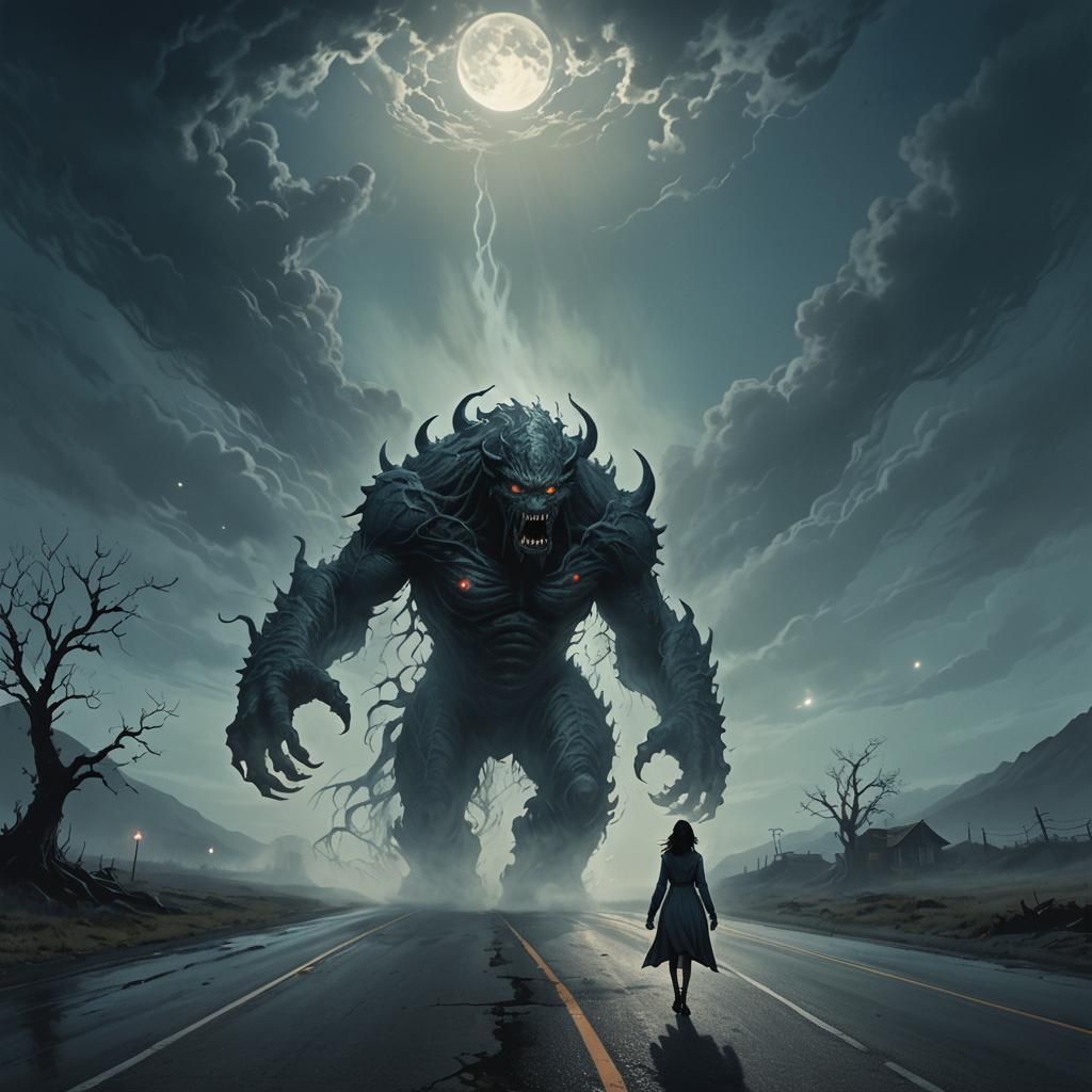 Eerie Monster Emerges Behind Lonely Woman