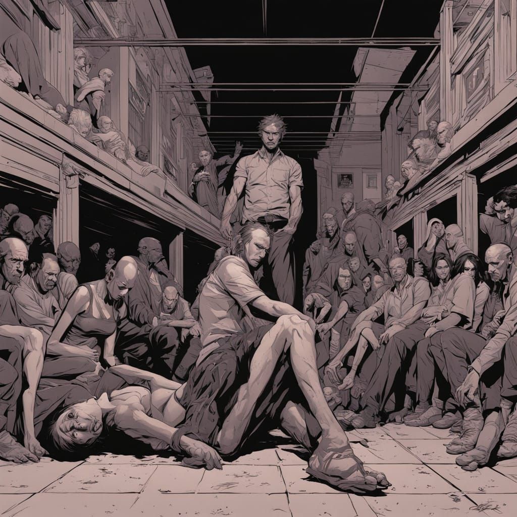 Grimdark Fantasy Cityscape in Dark Cyberpunk Style